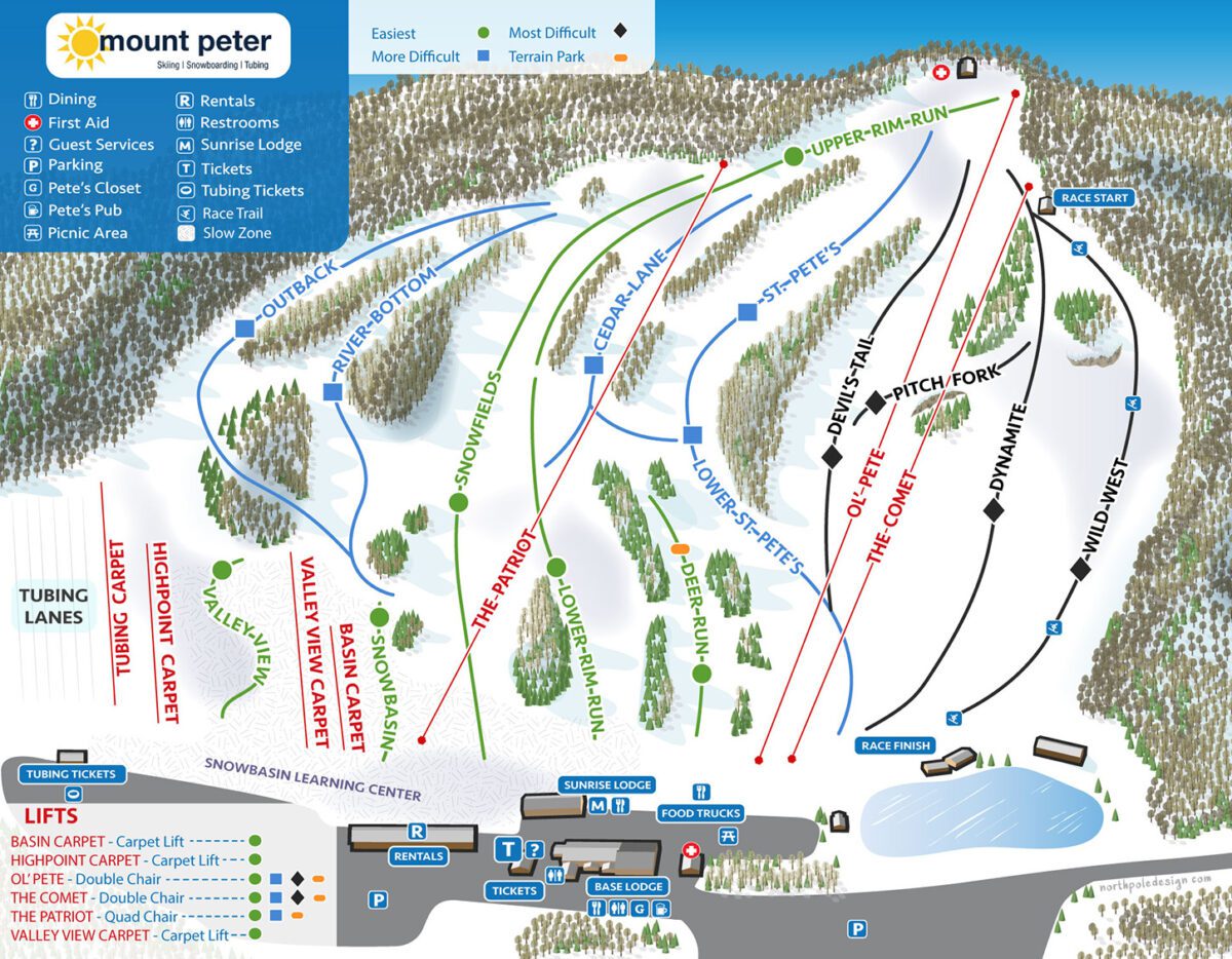 Trail Map | Mount Peter Skiing, Snowboarding, Tubing - Fun For All Ages